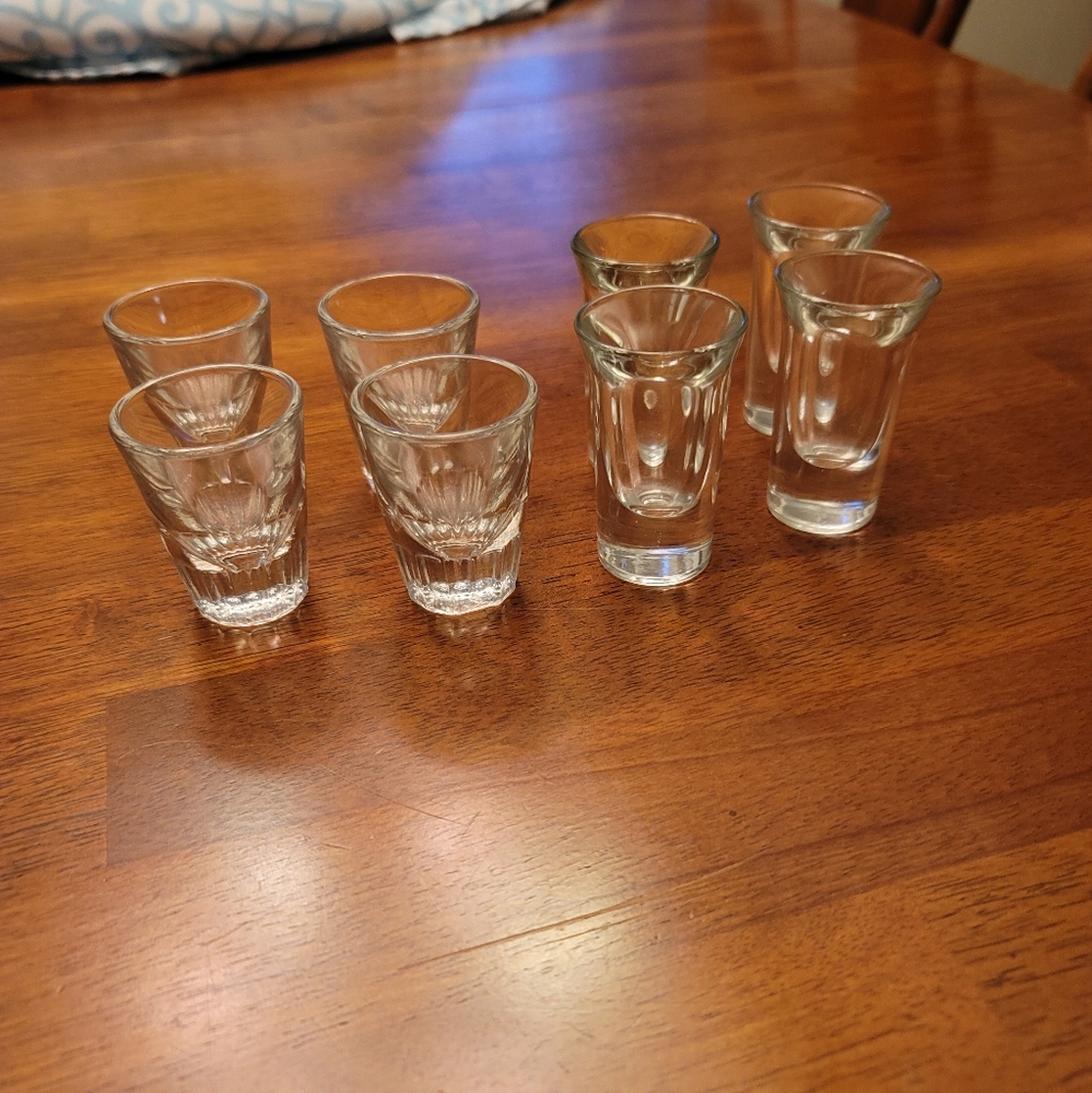 Shot Glasses * Set of 8 - 2 Styles Taller or Heavy Bottom + 2 FREE (Donated)